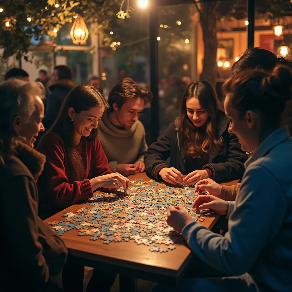 Mladí profesionálové skládající puzzle