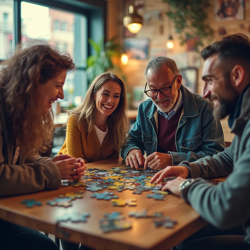 Komunita při skládání puzzle